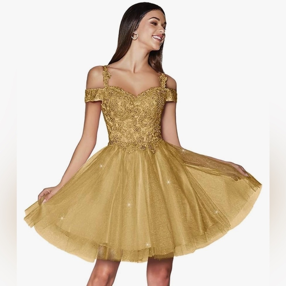 Sparkly Tulle Off The Shoulder A-line Dress